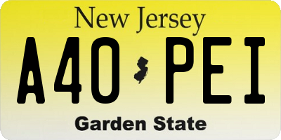 NJ license plate A40PEI