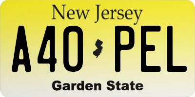 NJ license plate A40PEL