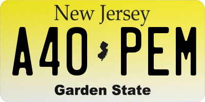 NJ license plate A40PEM
