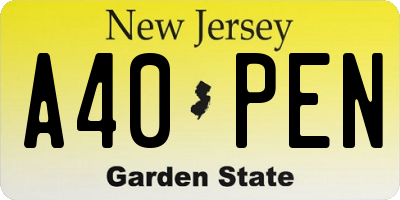 NJ license plate A40PEN