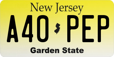 NJ license plate A40PEP