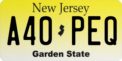 NJ license plate A40PEQ
