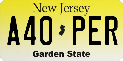 NJ license plate A40PER