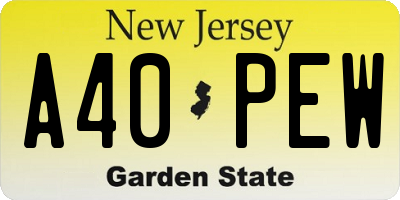 NJ license plate A40PEW