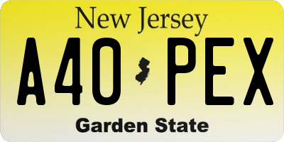NJ license plate A40PEX