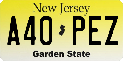 NJ license plate A40PEZ