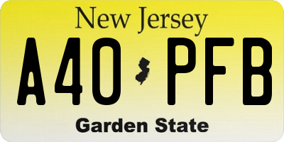 NJ license plate A40PFB