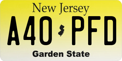 NJ license plate A40PFD