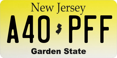 NJ license plate A40PFF