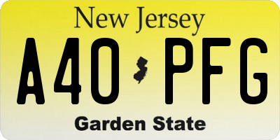 NJ license plate A40PFG