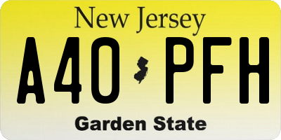 NJ license plate A40PFH