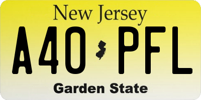 NJ license plate A40PFL