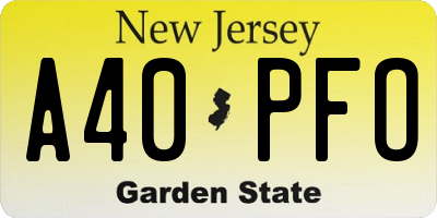 NJ license plate A40PFO