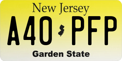 NJ license plate A40PFP
