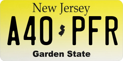 NJ license plate A40PFR