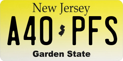 NJ license plate A40PFS