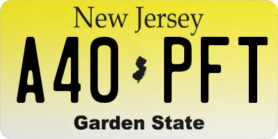 NJ license plate A40PFT