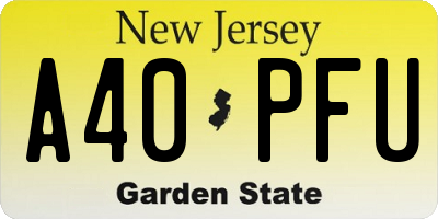 NJ license plate A40PFU