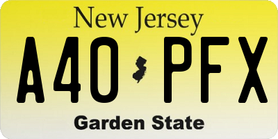 NJ license plate A40PFX