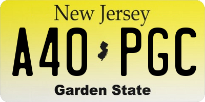 NJ license plate A40PGC