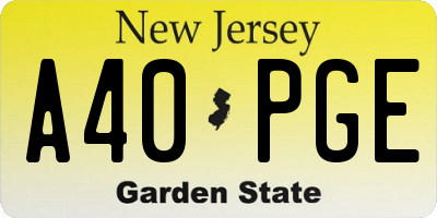 NJ license plate A40PGE