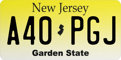 NJ license plate A40PGJ