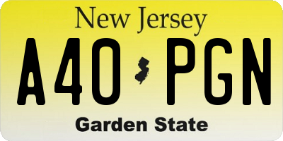 NJ license plate A40PGN