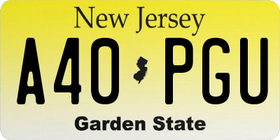 NJ license plate A40PGU