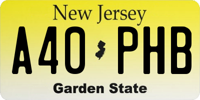 NJ license plate A40PHB