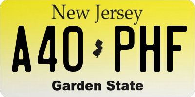 NJ license plate A40PHF