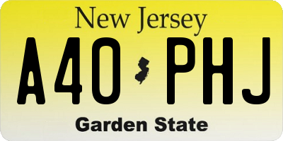 NJ license plate A40PHJ