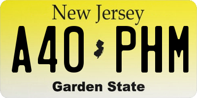NJ license plate A40PHM