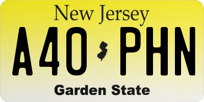 NJ license plate A40PHN