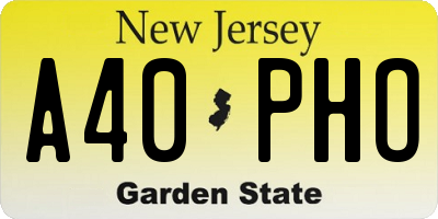 NJ license plate A40PHO