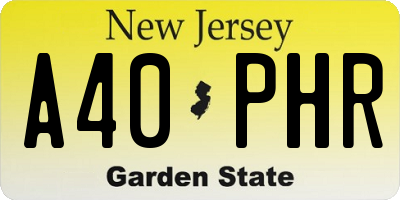 NJ license plate A40PHR