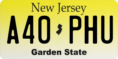 NJ license plate A40PHU