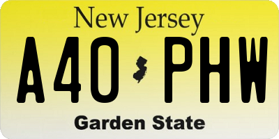 NJ license plate A40PHW