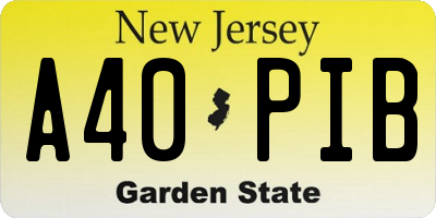 NJ license plate A40PIB