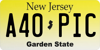 NJ license plate A40PIC