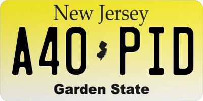 NJ license plate A40PID