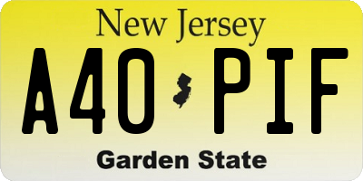 NJ license plate A40PIF