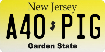 NJ license plate A40PIG
