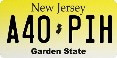 NJ license plate A40PIH