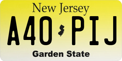 NJ license plate A40PIJ