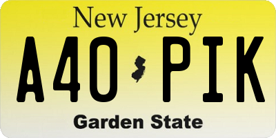 NJ license plate A40PIK