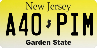 NJ license plate A40PIM