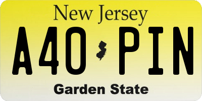 NJ license plate A40PIN