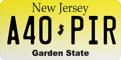 NJ license plate A40PIR