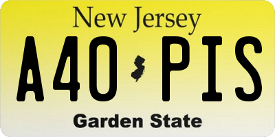 NJ license plate A40PIS