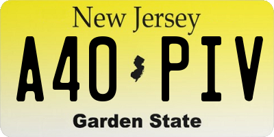 NJ license plate A40PIV